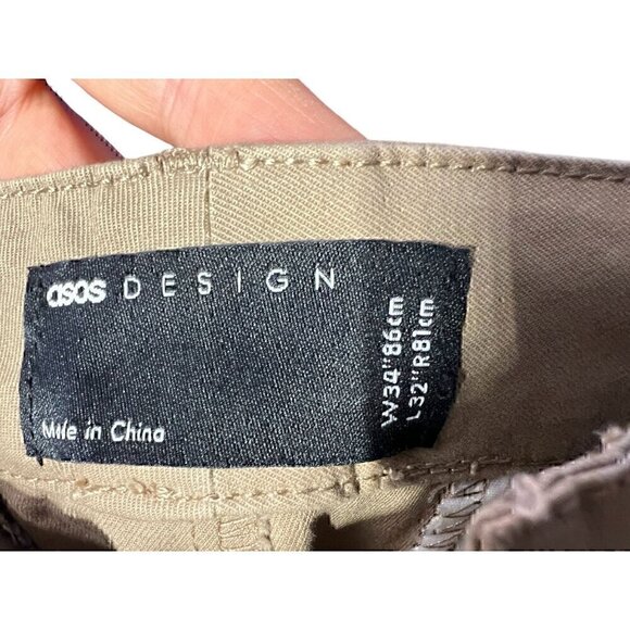 Asos Design Mens Work Wear skinny chino Fit in stone, W34, L32 PANTS - Picture 9 of 11